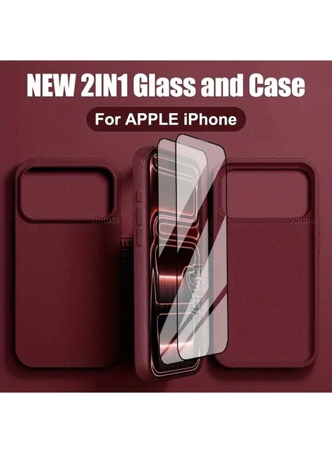 أزرق فاتح 2 قطعة واقي زجاجي للشاشة وغطاء كامل لهاتف iPhone 15 Plus مضاد للصدمات - Image 1